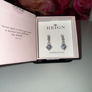 Reign Elegant Silver and Blue Earrings